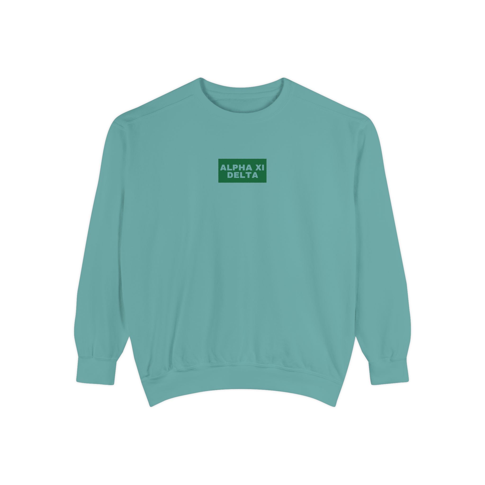 Alpha Xi Green Print Crewneck