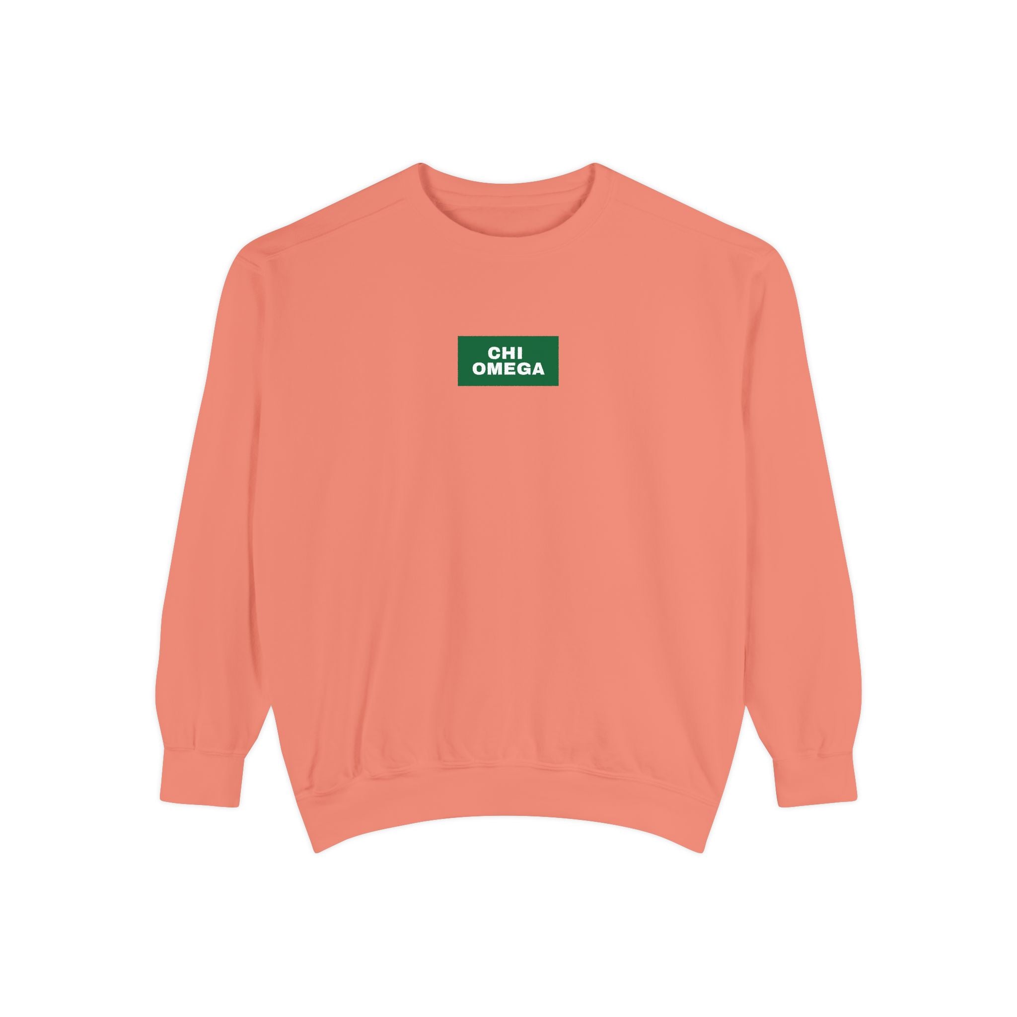 Chi Omega Green Print Crewneck