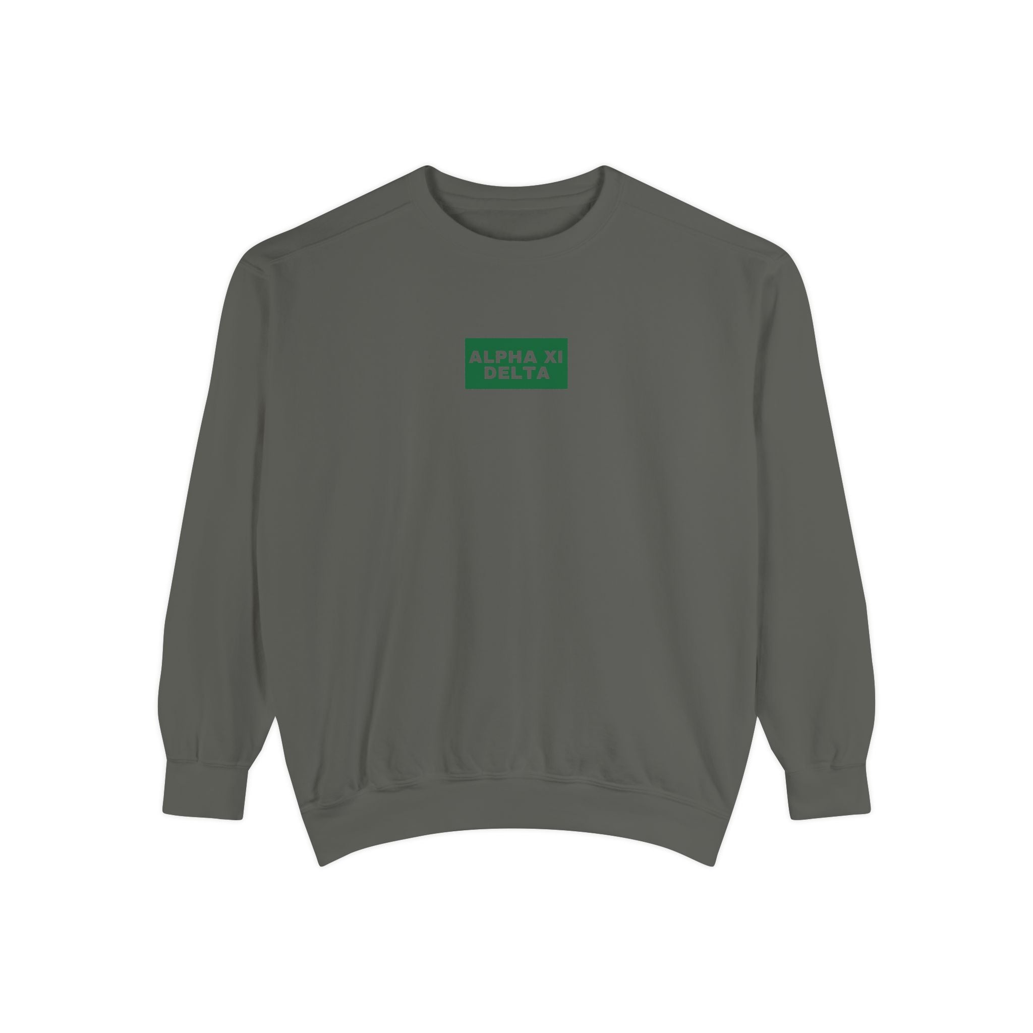 Alpha Xi Green Print Crewneck