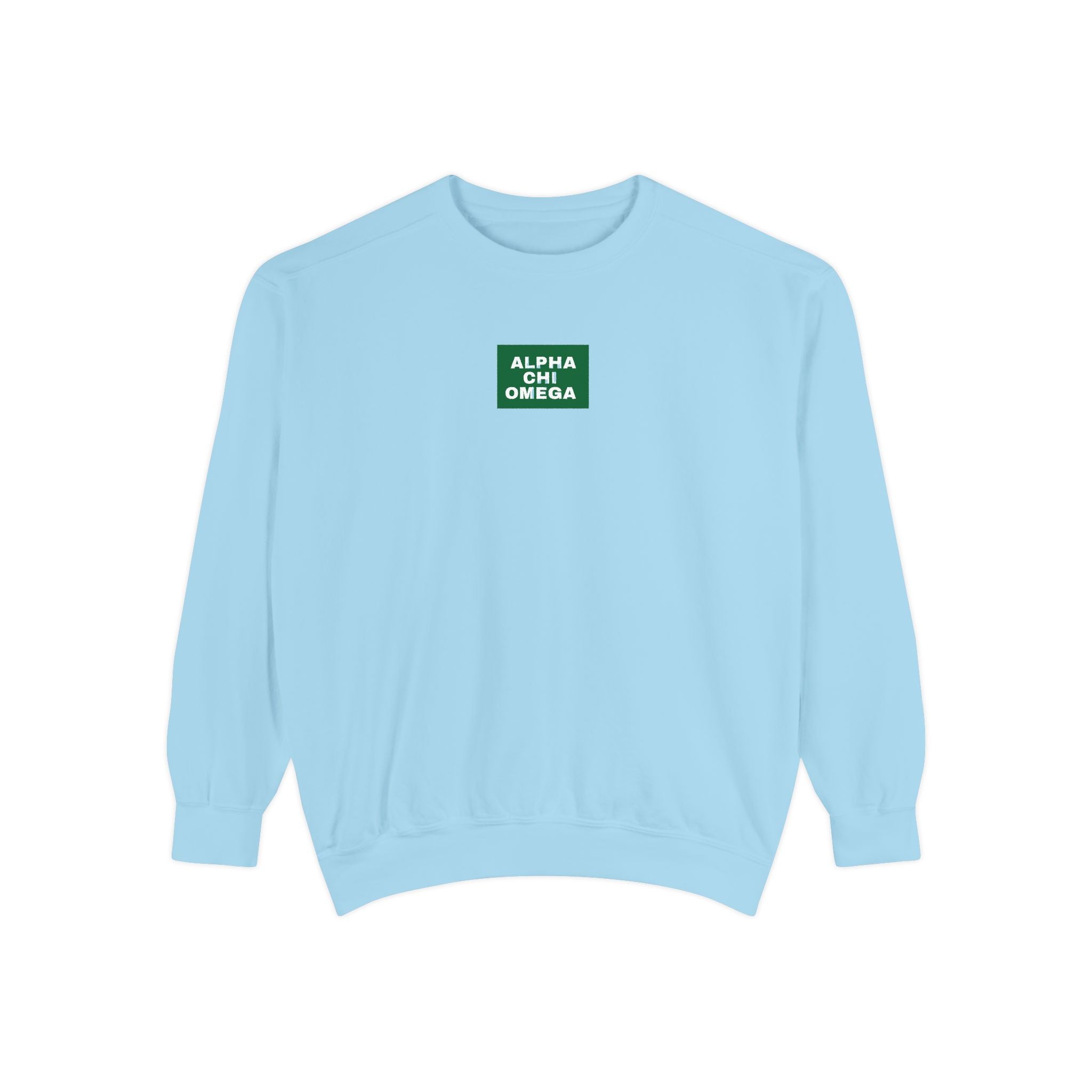 Alpha Chi Omega Green Print Crewneck