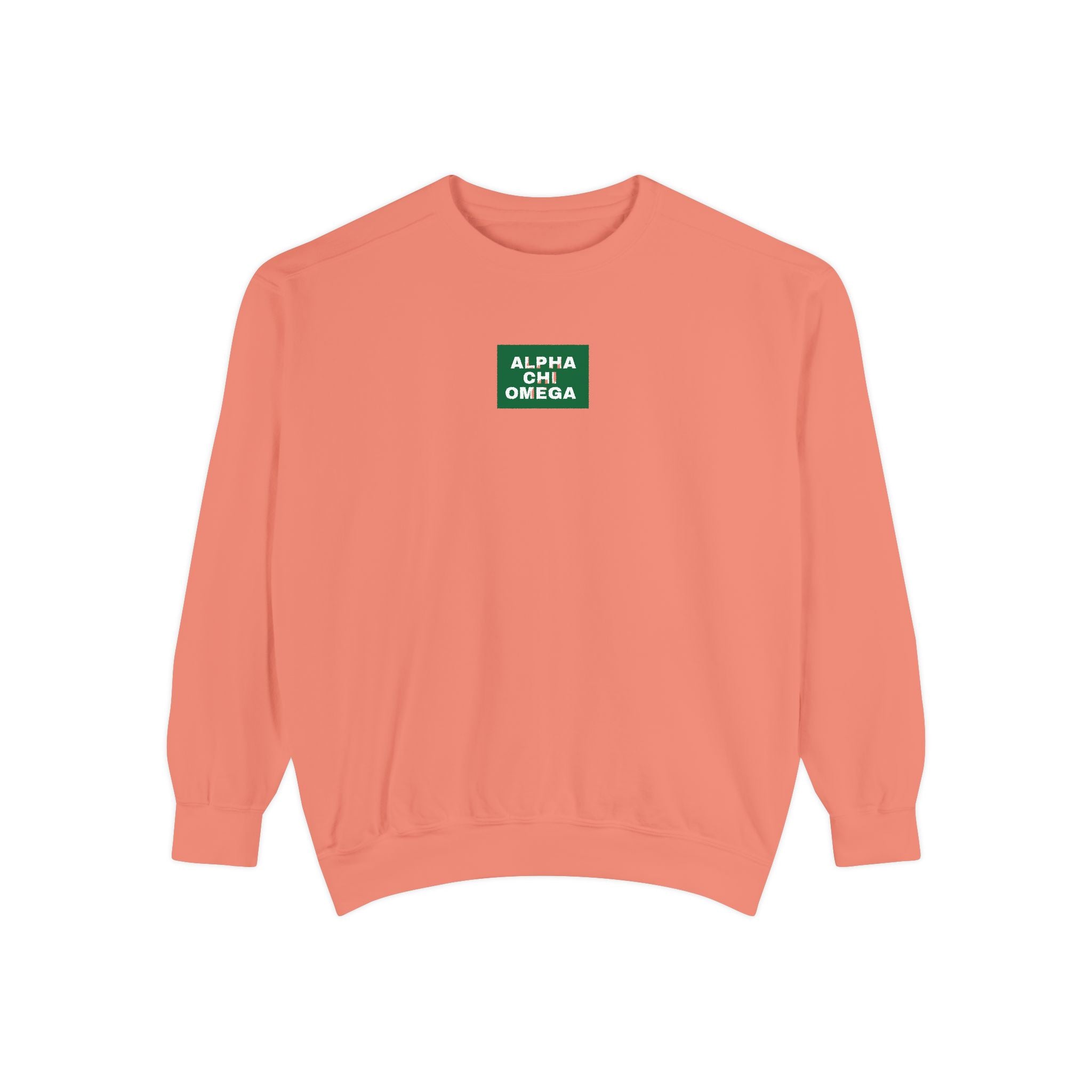 Alpha Chi Omega Green Print Crewneck