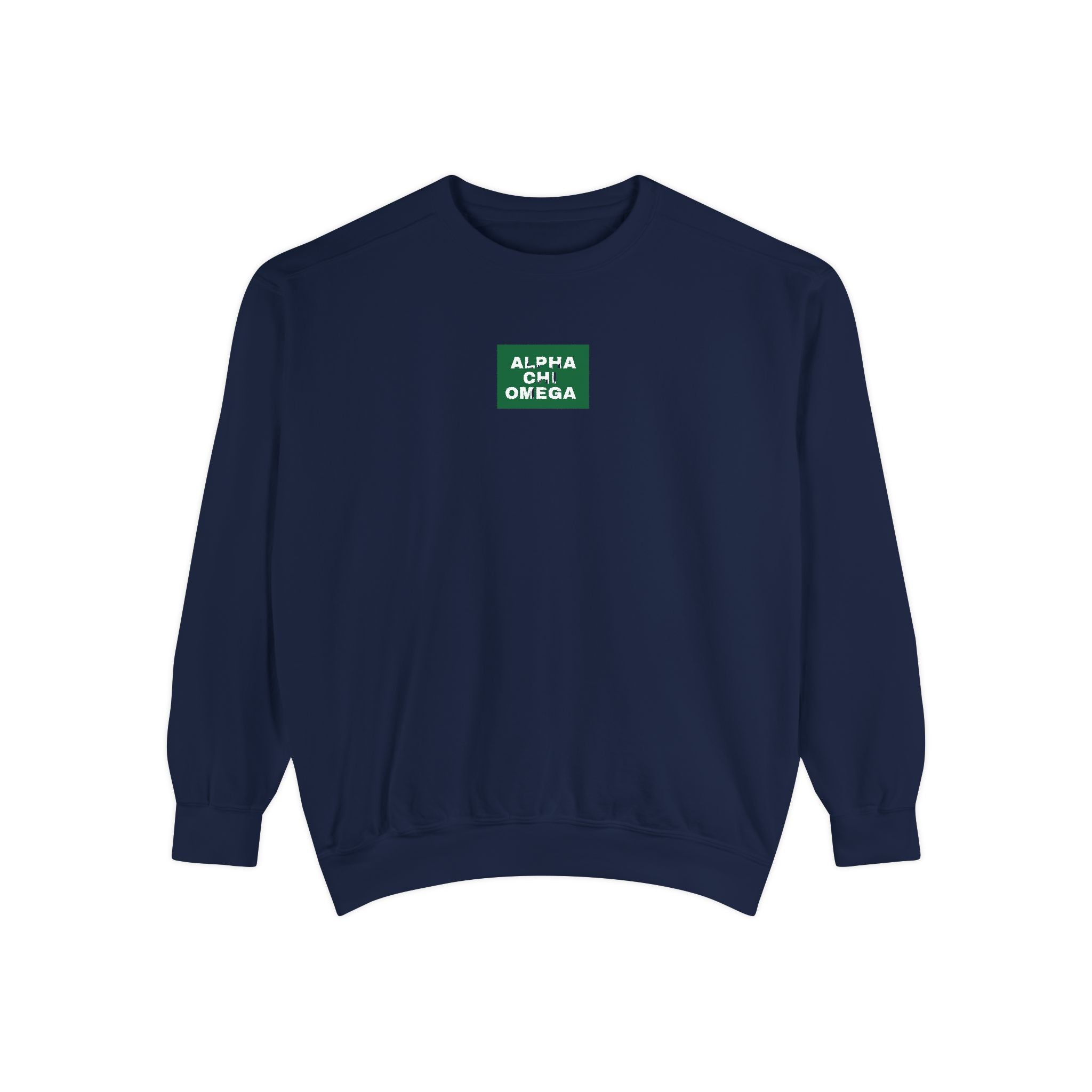 Alpha Chi Omega Green Print Crewneck