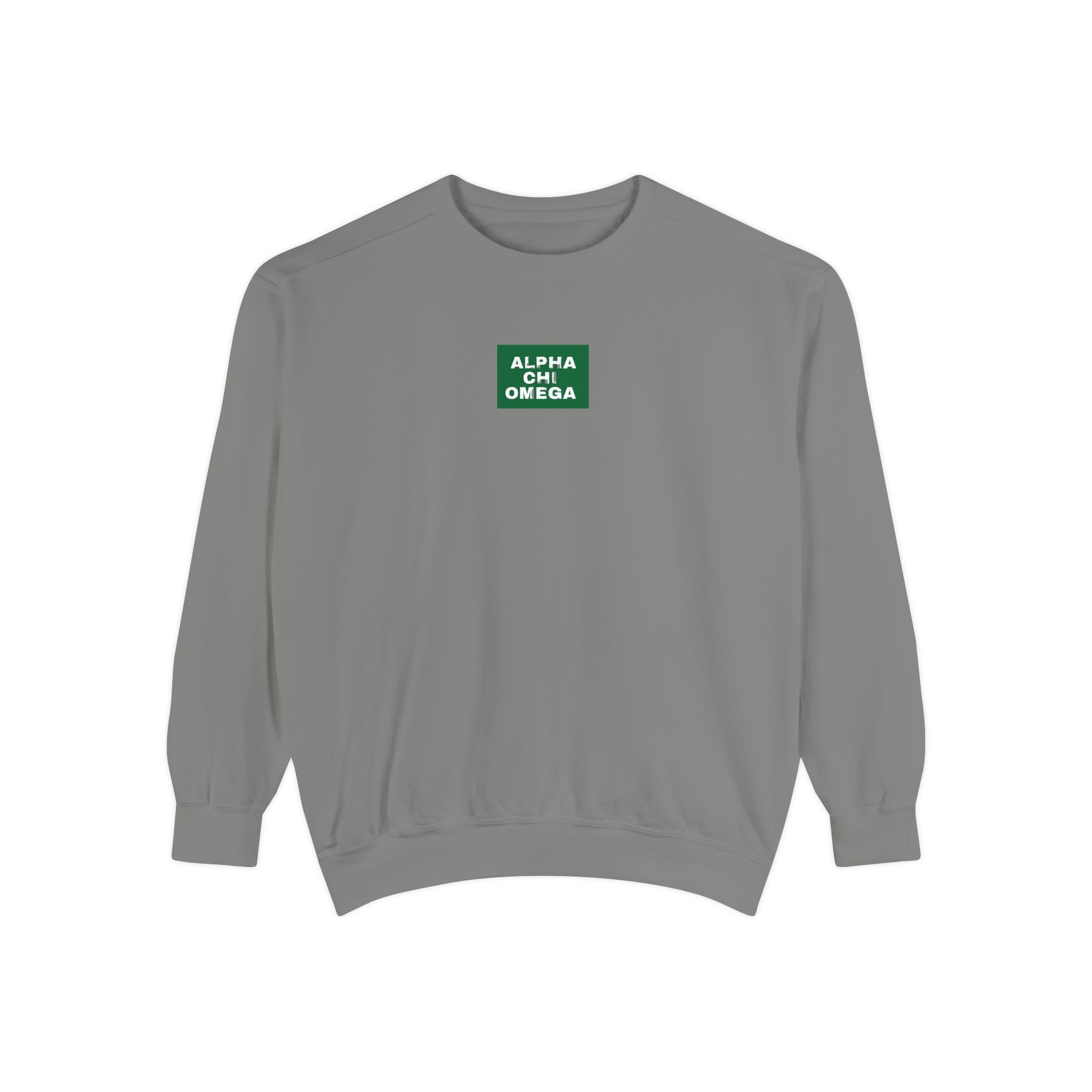 Alpha Chi Omega Green Print Crewneck