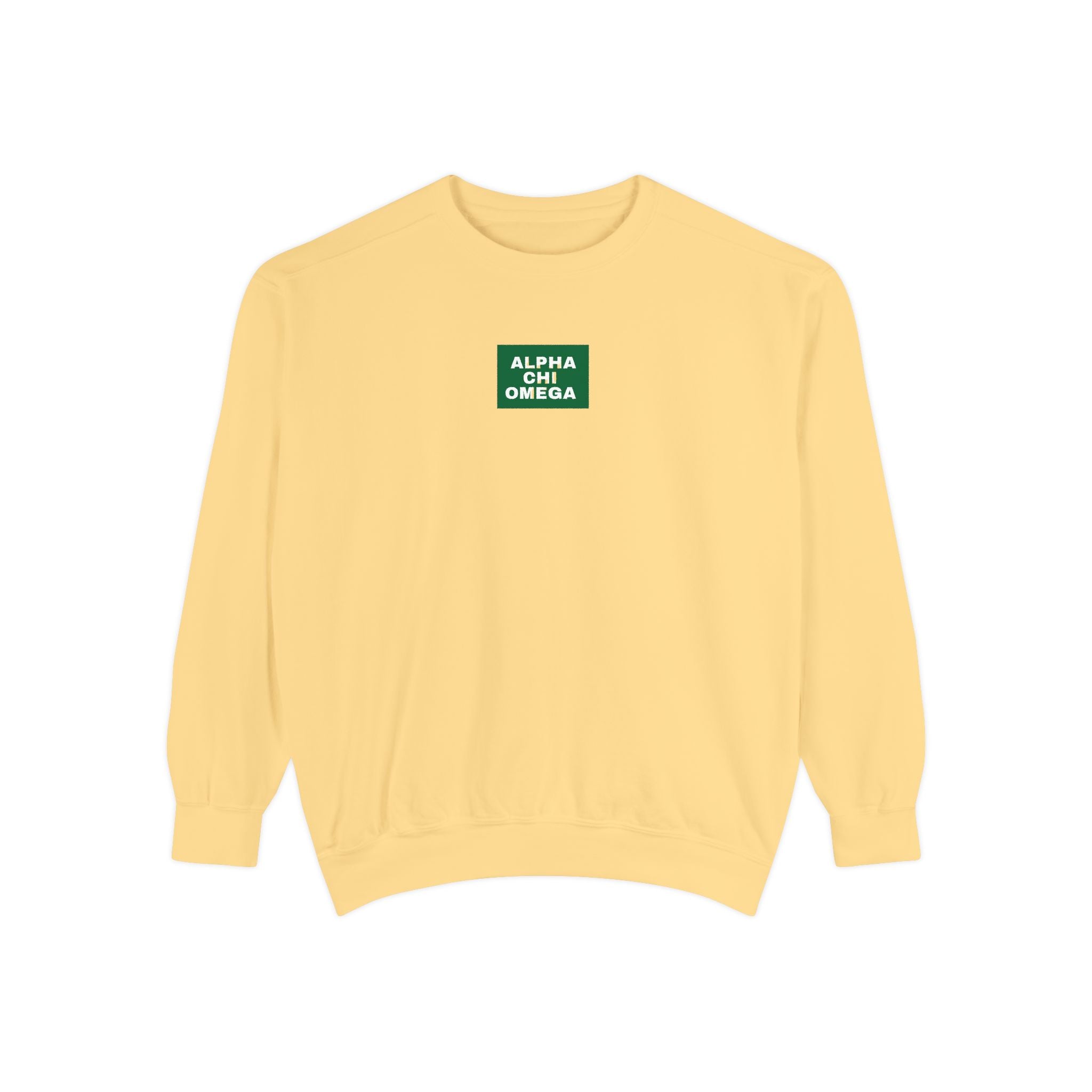 Alpha Chi Omega Green Print Crewneck