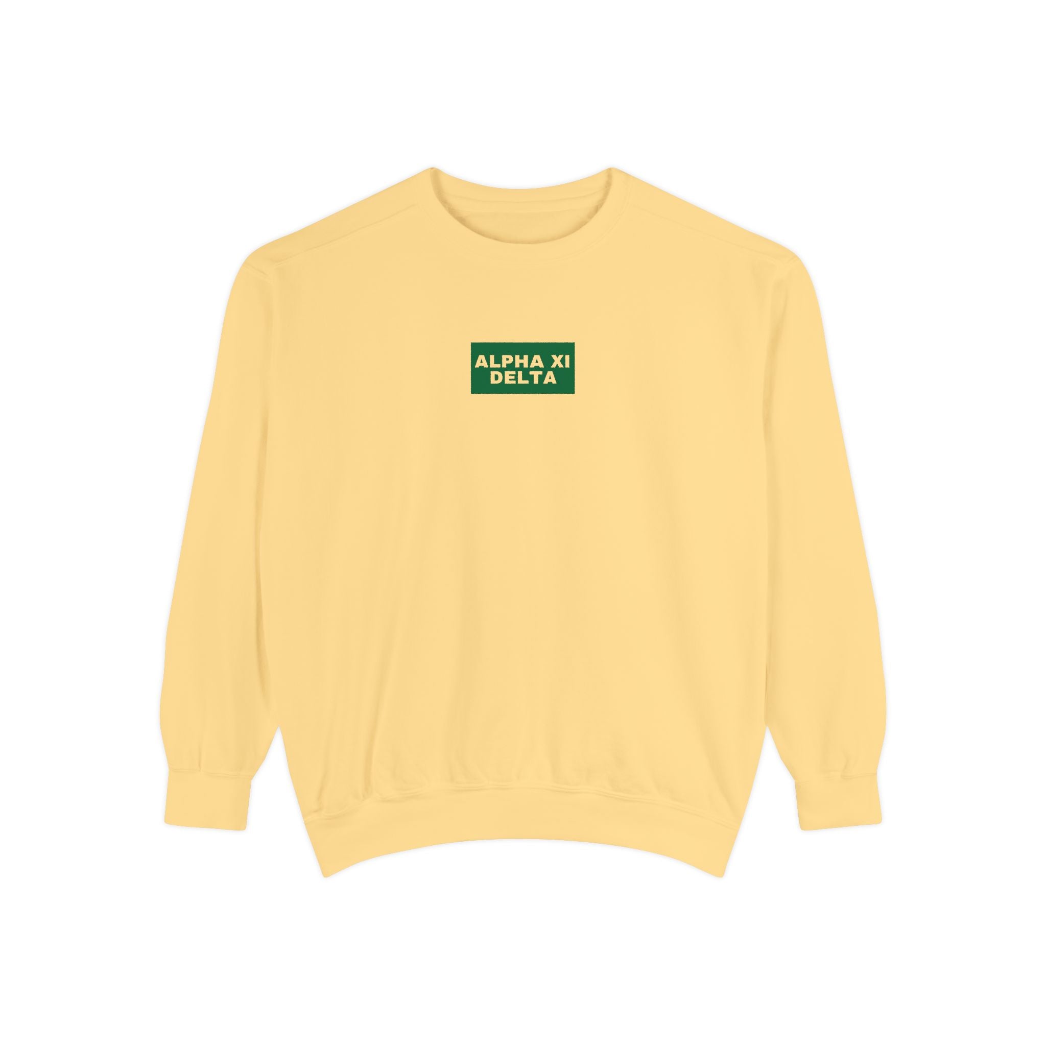 Alpha Xi Green Print Crewneck