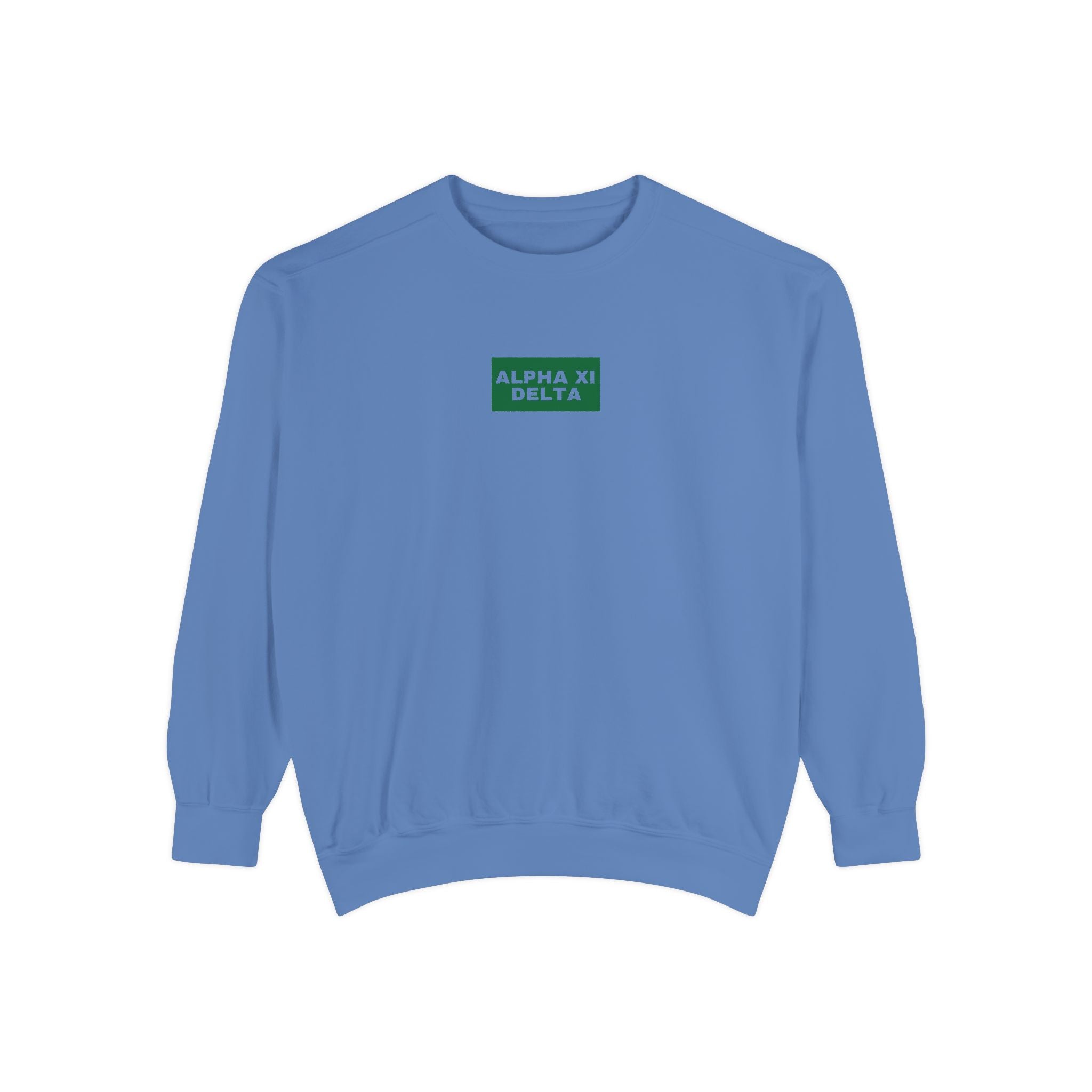 Alpha Xi Green Print Crewneck