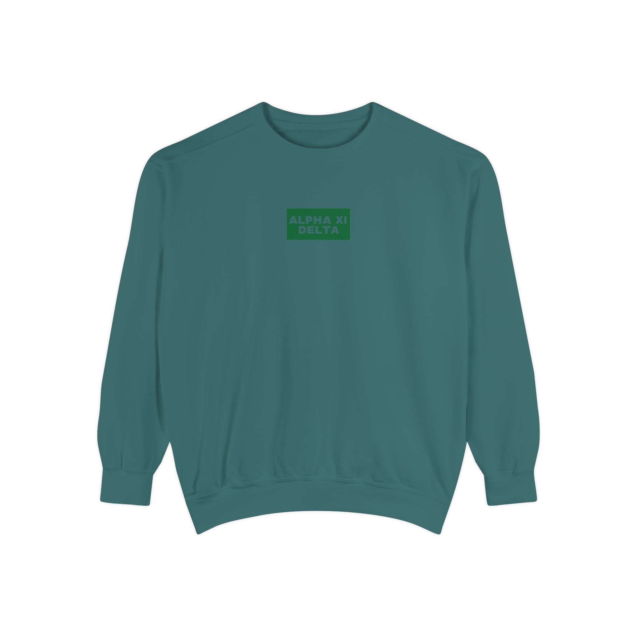 Alpha Xi Green Print Crewneck