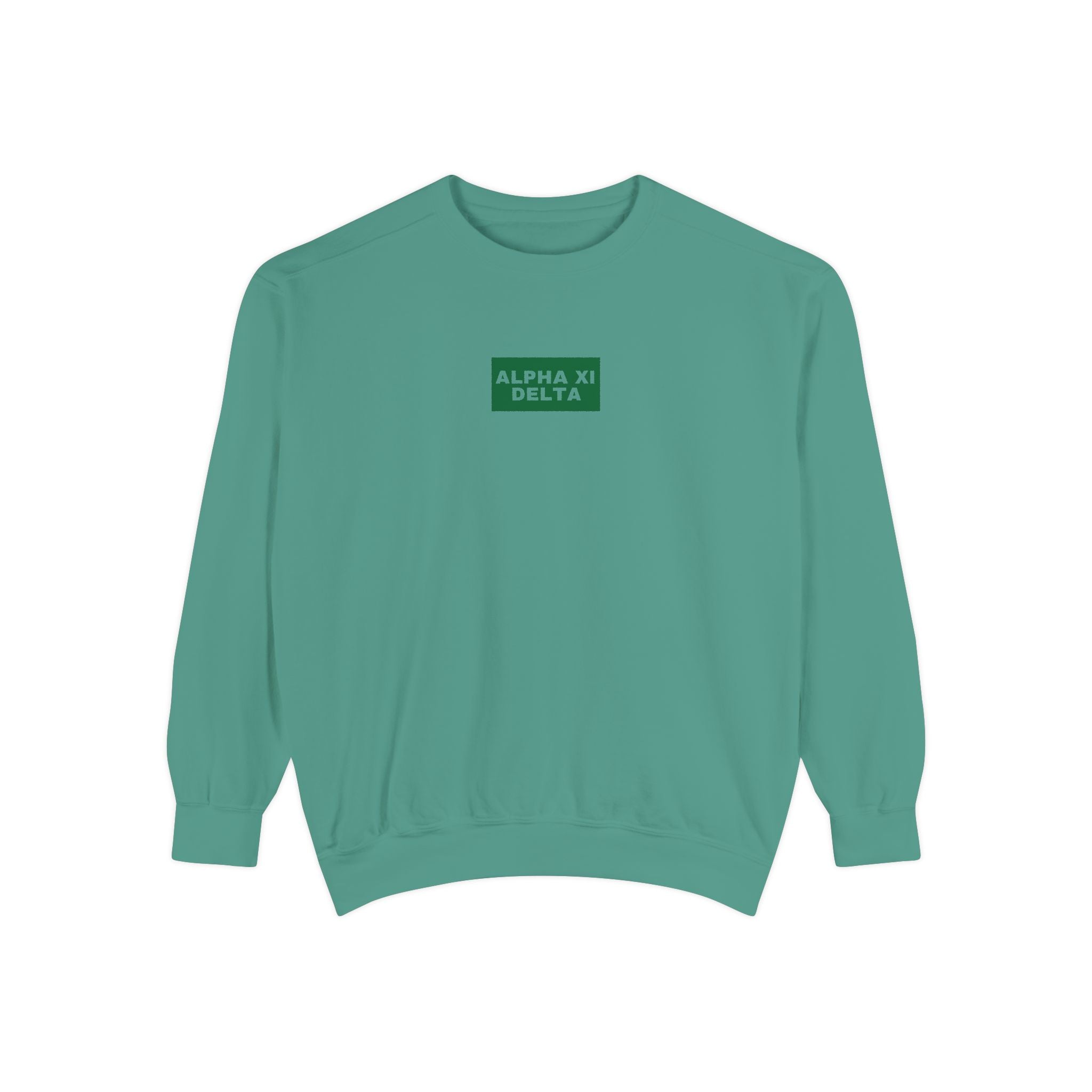 Alpha Xi Green Print Crewneck