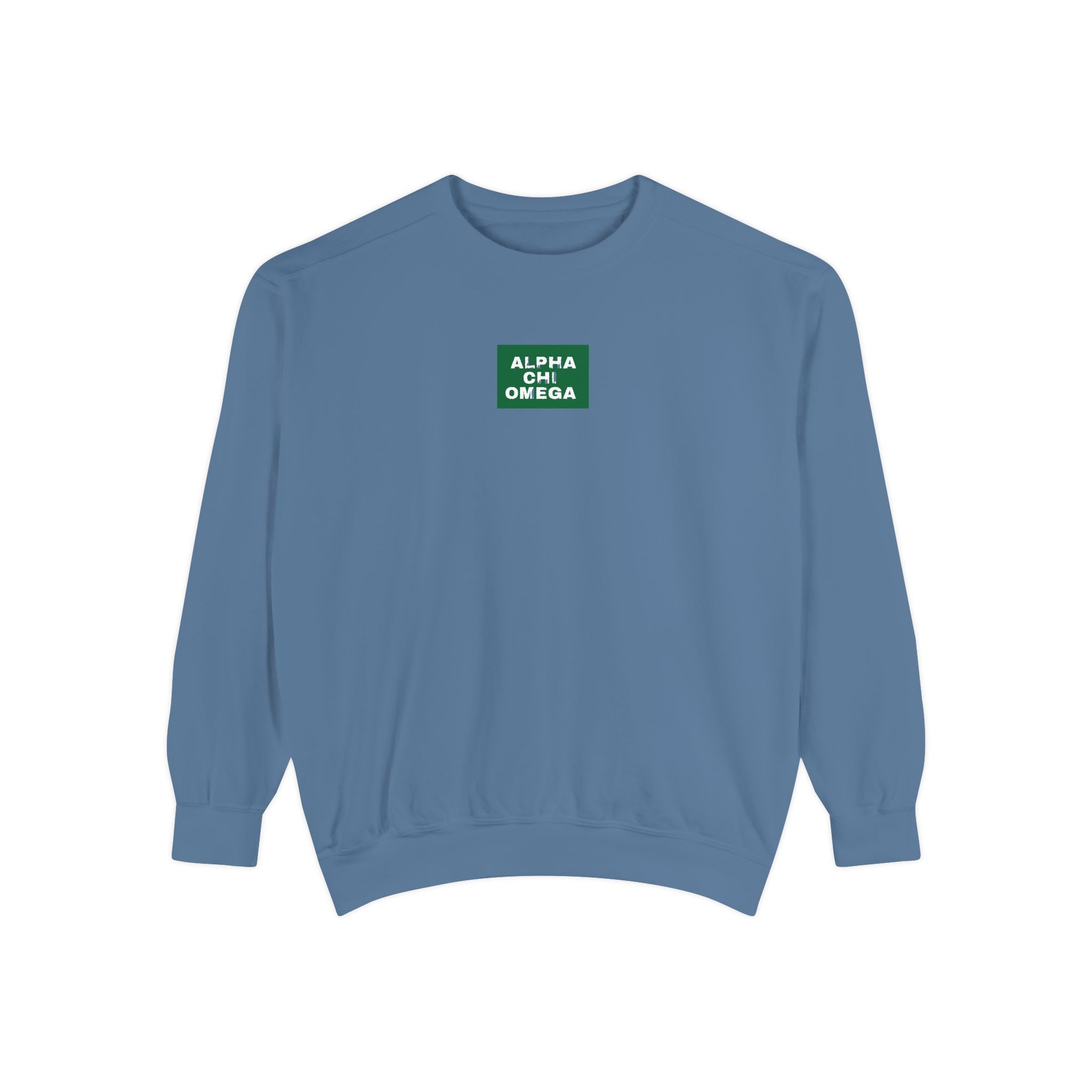 Alpha Chi Omega Green Print Crewneck