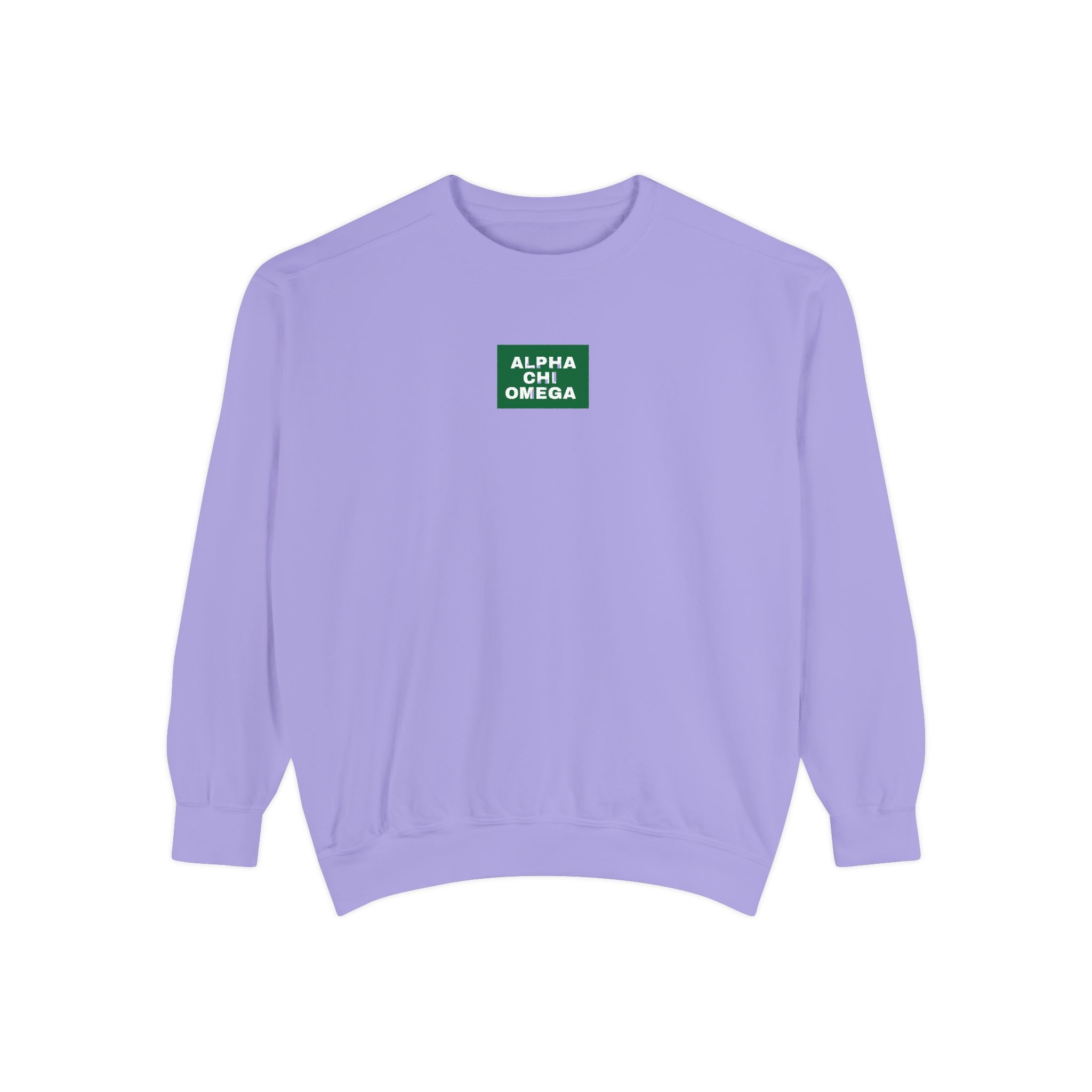 Alpha Chi Omega Green Print Crewneck