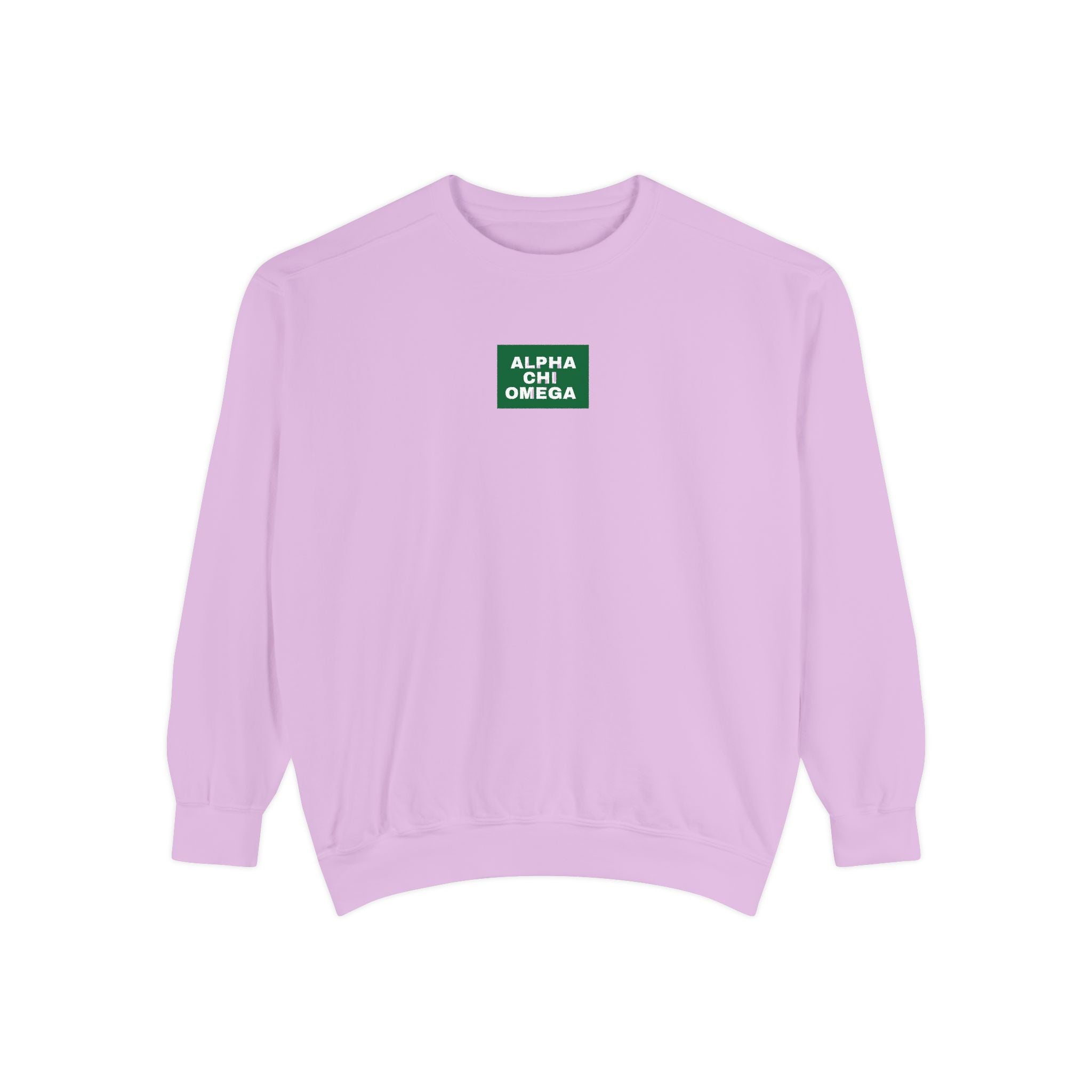 Alpha Chi Omega Green Print Crewneck