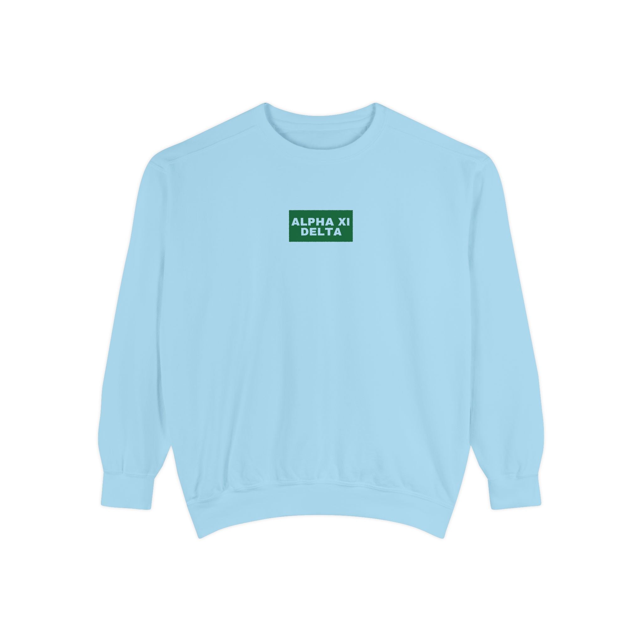 Alpha Xi Green Print Crewneck