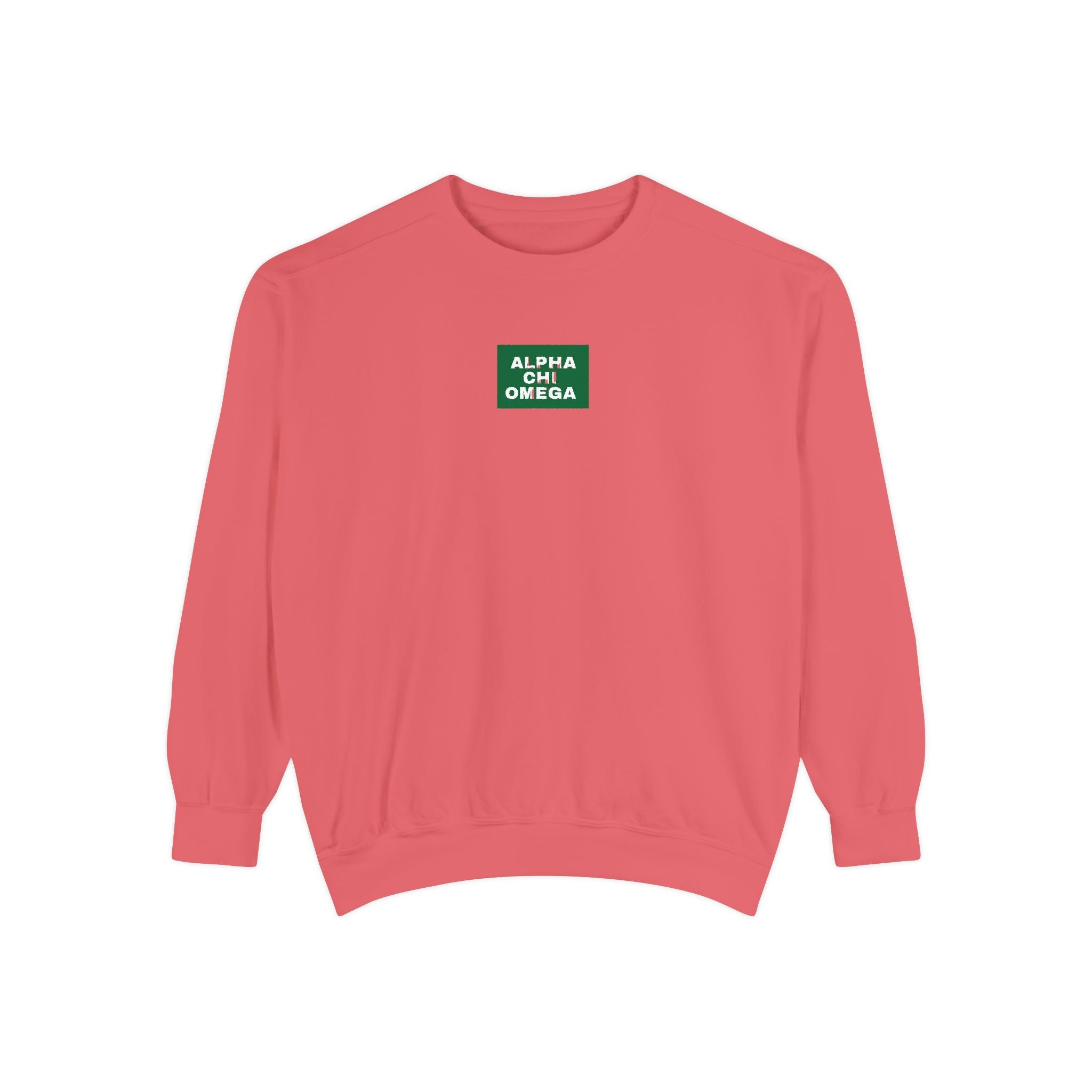 Alpha Chi Omega Green Print Crewneck