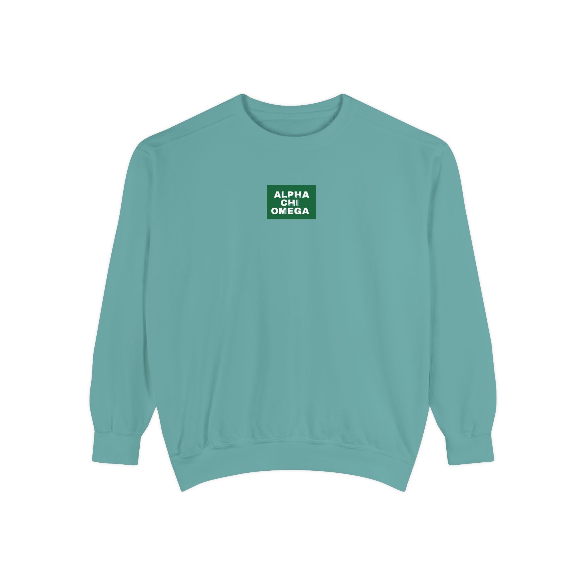 Alpha Chi Omega Green Print Crewneck